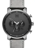 Mvmt The Chrono Chronograph Leather Strap Watch, 45mm In Gray