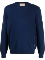 Gucci Gg Embroidery Cashmere Sweater In Blue