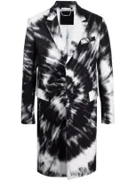 Philipp Plein Single-breasted Tie-dye Coat In Black