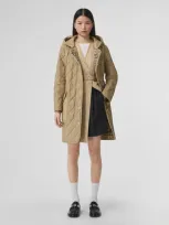 Burberry Diamond Quilted Thermoregulated Hooded Coat In Archive Beige