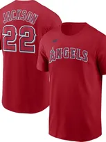 Nike Men's  Bo Jackson Red California Angels Cooperstown Collection Name And Number T-shirt