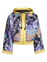 Saint Laurent Men's Phoenix Hooded Jacquard Kimono Jacket In Blue