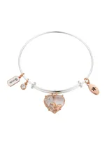 Unwritten Cubic Zirconia "brave" Butterfly Charm Bangle In Pink