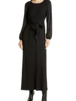 Misook Pleated Shimmer Knit Maxi Dress In Black