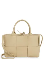 Bottega Veneta Mini Arco Intrecciato Leather Tote In Porridge-gold