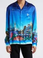 Casablanca The Night View Print Silk Button-up Shirt In Multicolor