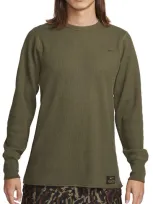 Nike Men's Life Long-sleeve Heavyweight Waffle Top In Green