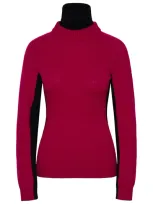 Moncler Grenoble Woman Fucsia Wool Blend Turtleneck Sweater In Red