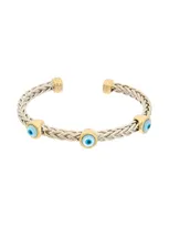 Juvell 18k Plated Evil Eye Bangle Bracelet