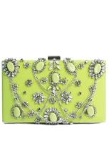 Gemy Maalouf Bejeweled Lime Clutch - Accessories In Yellow