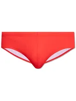 Dsquared2 Logo Printed Swimming Briefs In Red