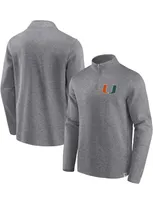 Fanatics Men's  Heather Gray Distressed Miami Hurricanes Vintage-like Fleece Quarter-zip Jacket