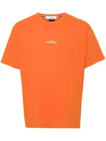 Stone Island Logo-print Cotton T-shirt In Orange