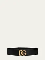 Dolce & Gabbana Dg High-waist Stretch Leather Belt In Black