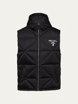 Prada Men's Re-nylon Down Vest In Black