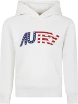 Autry White Hoodie For Kids With Logo