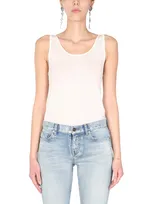 Saint Laurent Basic Tank Top In Beige