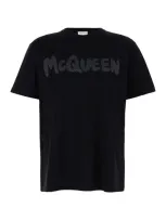 Alexander Mcqueen T-shirt With Logo In Black,steel