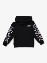 Amiri Kids' Bone-print Cotton Hoodie In Black