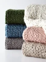 Amity Home Hannah Chunky Knit Throw In Blush