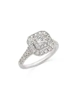 Bloomingdale's Diamond Princess & Round Double Halo Ring In 14k White Gold, 1.0 Ct. T. W.