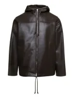 Bottega Veneta Zipped Leather Jacket In Brown