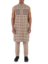 Burberry Men's Sleeveless Check Cotton Flannel Tunic Shirt In Green