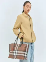 Burberry Medium Check Tote Bag In Brown