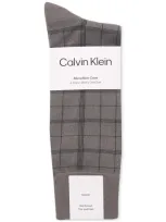 Calvin Klein Men's Crew Length Microfiber Dress Socks, Assorted Patterns, Pack Of 4 In Gray