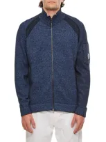 C.p. Company Fleece Knit Zipped Jumper In Blue