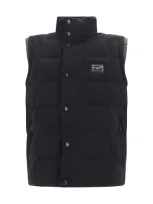 Dolce & Gabbana Quilted High-necked Padded Sleeveless Vest In Nero