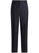 Etro Wool Trousers With Pleats In Blue