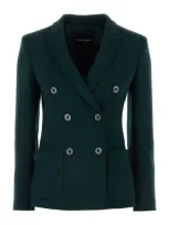 Giorgio Armani Double-breasted Stretch Wool Blazer Jacket In Verde