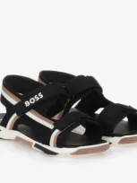 Hugo Boss Boss Teen Boys Black Stripe Velcro Sandals