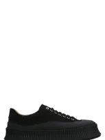 Jil Sander Oversize Sole Canvas Sneakers In Black