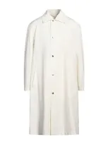 Jil Sander Man Overcoat & Trench Coat White Size 38 Cotton