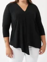 Joseph Ribkoff V-neck Waterfall Tunic Top In Black