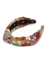 Lele Sadoughi Floral Brocade Knot Headband In Orange/multi