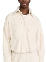 Les Tien Coopa Oversized Crop Button Up Top Ivory