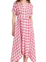 Lisa Marie Fernandez Classic Shirt Dress Fuchsia Gingham Chios Gauze In Fgcg Fuchsia Gingham Chios Gauze