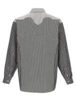 Maison Margiela Buttoned Striped Shirt In White/black