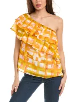 Marie Oliver Yaya Linen & Silk-blend Blouse In Orange