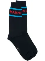 Marni Logo Cuffs Socks In Blue