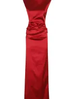 Max Mara Rea Satin Long Dress In Red