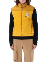 Moncler Zip-up Vest In Yellow