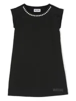 Moschino Kids' Bead-embellished Dress In Black