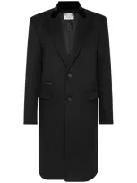 Philipp Plein Single-breasted Wool-cashmere Coat In Grey/black