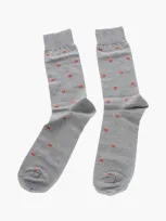 Pipino Embroidered Cotton Blend Long Socks In Gray