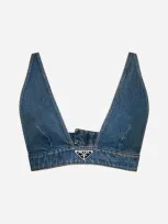 Prada Denim Bra In Blue