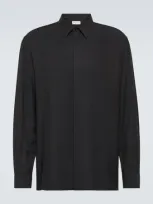 Saint Laurent Piqué Shirt In Black